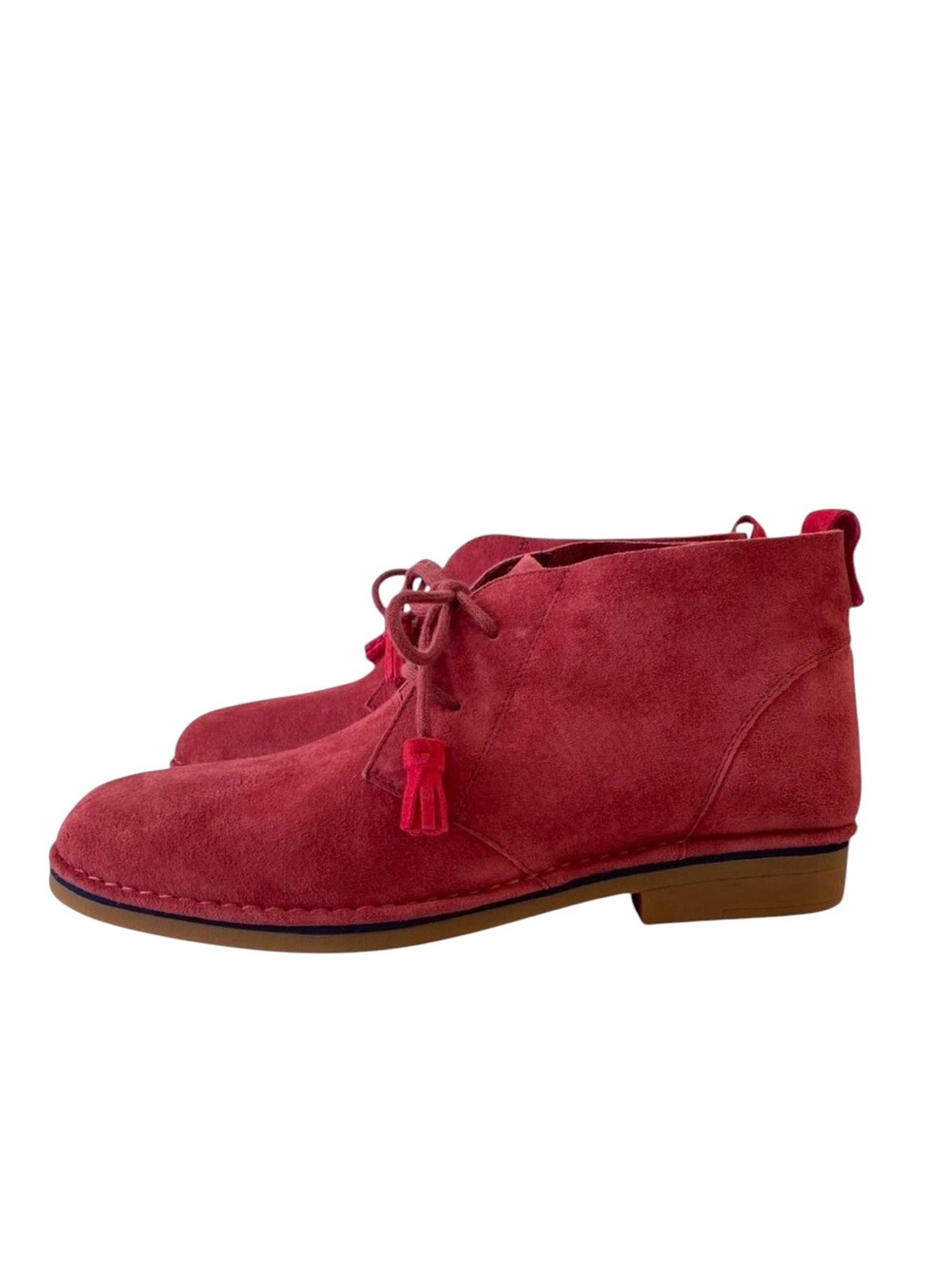 Pink Suede Chukka Boots With Tassel Lace Accent Casual Ankle Shoes